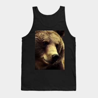 A brown bear in nature that looks cute and cuddly looks warm. Tank Top